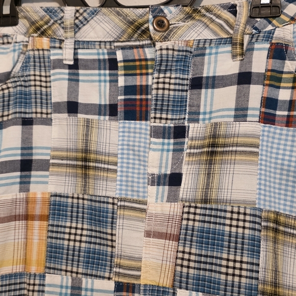 VTG Y2K Faded Glory Patchwork Plaid Mini Skirt Skort Madras Preppy Cotton SZ 10 - Picture 9 of 13